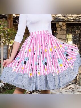 Pinup Couture Mary Blair Jenny Skirt Circus  Elephant Print full Skirt Large